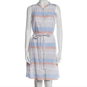 Cynthia rowley striped buttin down shirt dress 100% linen  S euc laggenlook